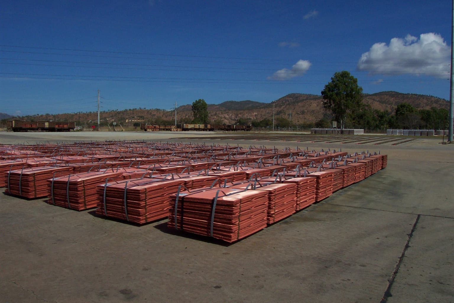Copper cathode bundles ready for shipment